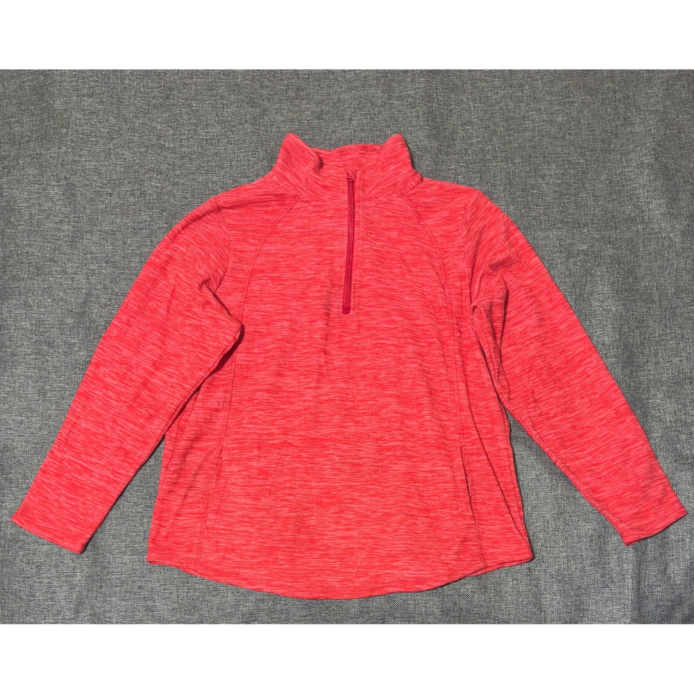 St John's Bay Womens XL Quarter Zip Pullover Red Space Dye